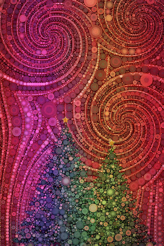 Christmas Trees Poster featuring the digital art Colorful Christmas Trees by Peggy Collins