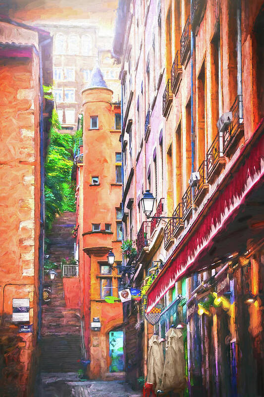 Lyon Poster featuring the photograph Colorful Street Scenes of Vieux Lyon France by Carol Japp