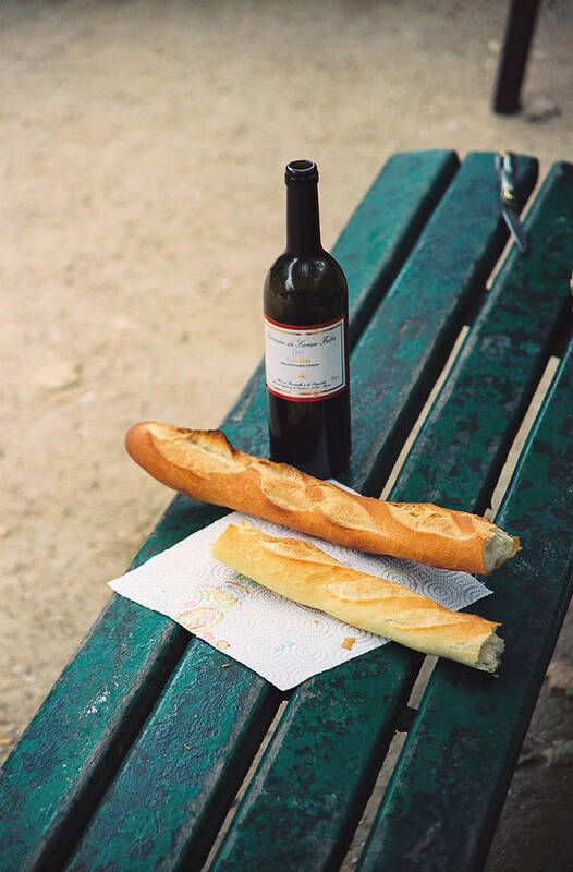 Paris Poster featuring the photograph Wine and Bread by Claude Taylor