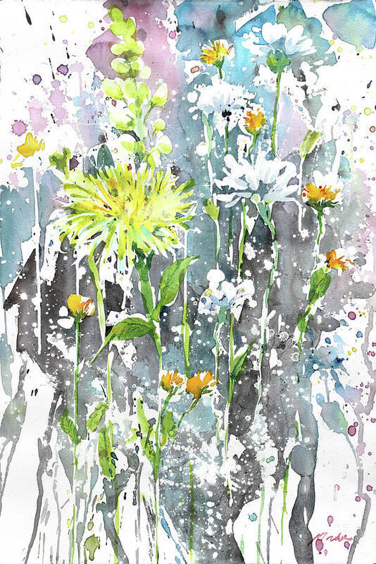 Flowers Poster featuring the painting Diptych No.6 Flower Left by Sumiyo Toribe