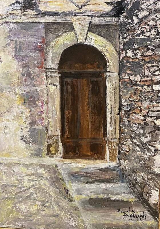 Painting Poster featuring the painting Door in Italy by Paula Pagliughi