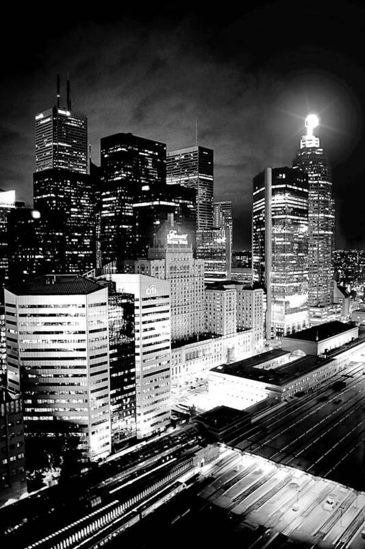 Toronto Poster featuring the photograph Downtown Toronto Canada Photo 184 Black and white by Lucie Dumas