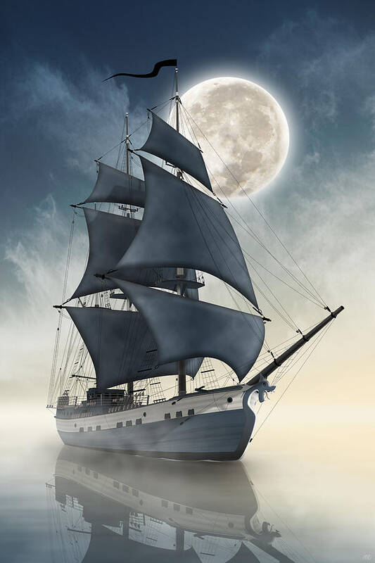 Pirates Poster featuring the digital art Dragons of the seas - The spirit of the pirate ship by Moira Risen