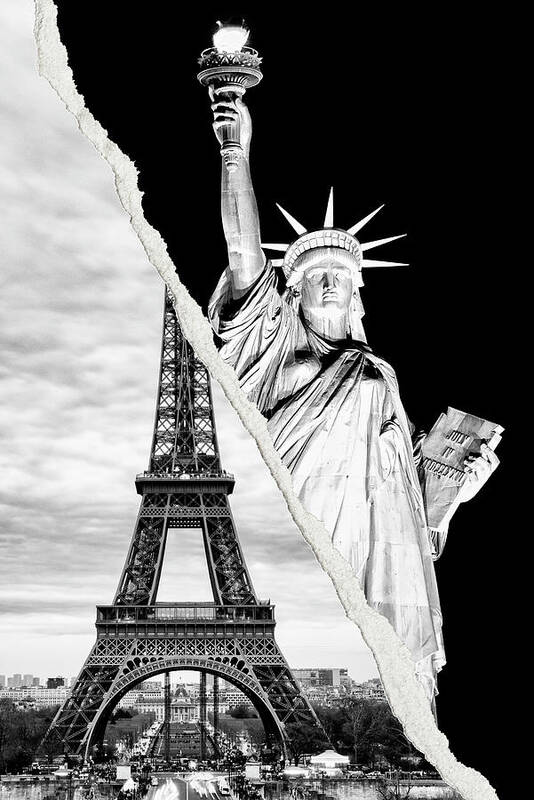 Statue Of Liberty Poster featuring the photograph Dual Torn Collection - Black Liberty by Philippe HUGONNARD
