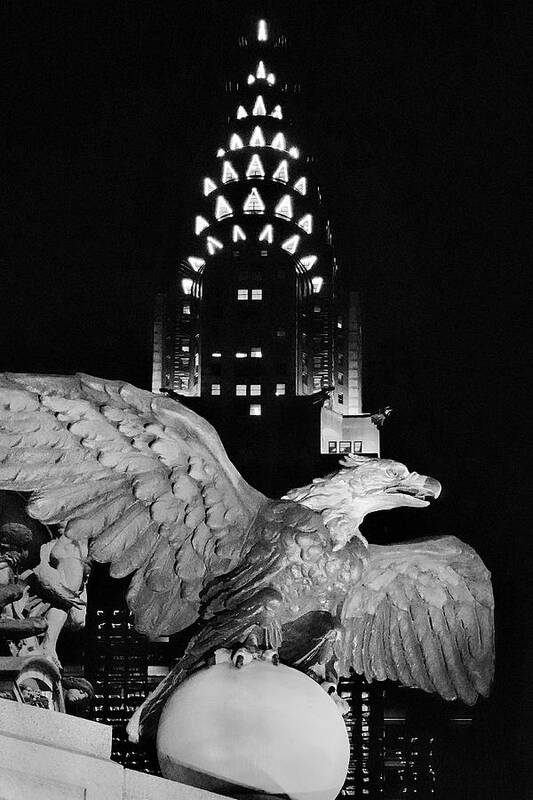 Eagle Sculpture Poster featuring the photograph E42Scape No.4 - Icons along E 42nd Street by Steve Ember