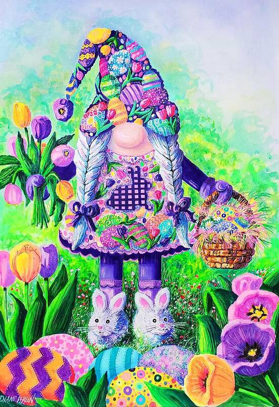Easter Poster featuring the painting Easter Gnome by Diane Phalen