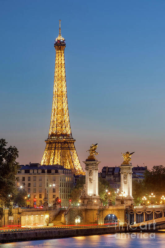 Paris Poster featuring the photograph Eiffel at Twilight - Paris France by Brian Jannsen