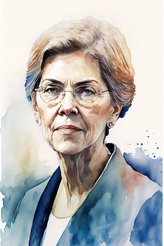 Politician Poster featuring the painting Elizabeth Warren by Kai Saarto