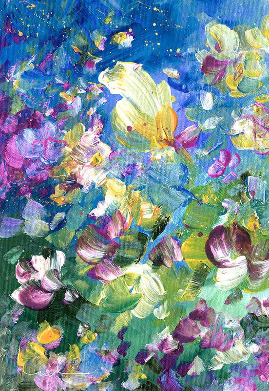 Flower Poster featuring the painting Explosion Of Joy 22 Dyptic 01 by Miki De Goodaboom