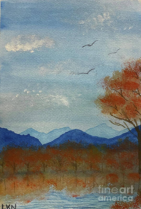 Fall Poster featuring the painting Fall Mountain Scene by Lisa Neuman