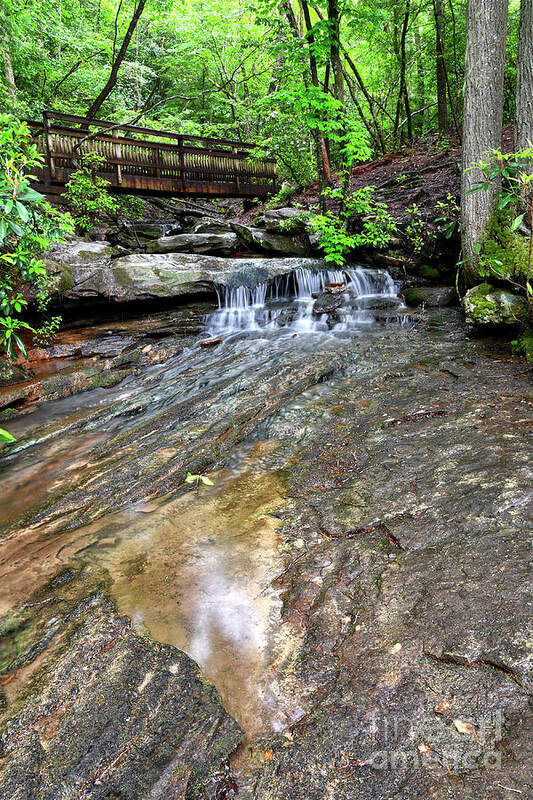 Fall Creek Falls State Park Poster featuring the photograph Falling Water And Bridge by Phil Perkins