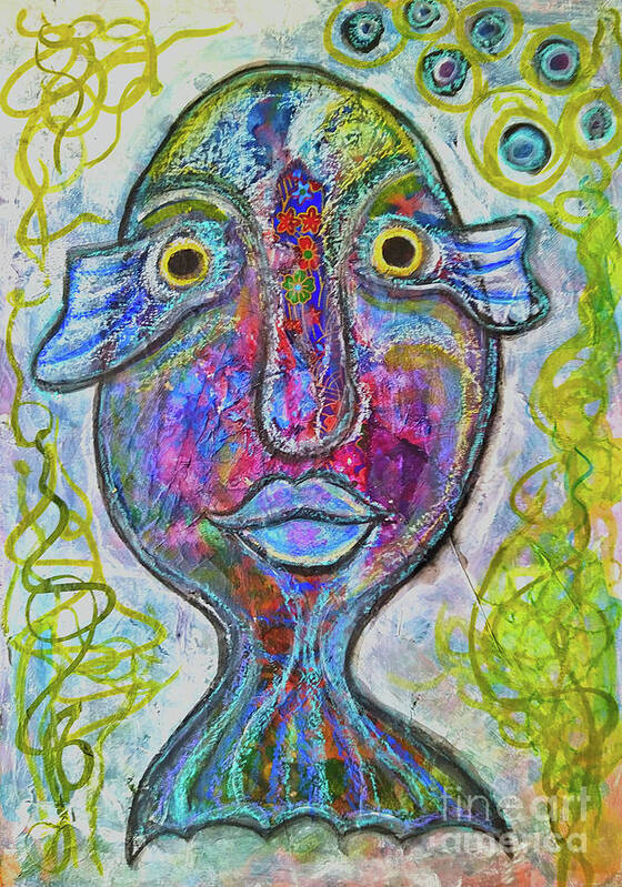 Femme Poster featuring the mixed media Femme Poisson by Mimulux Patricia No