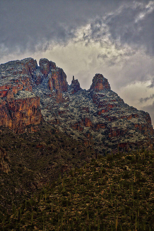 Tucson Poster featuring the photograph Finger Rock Winter Snow, Tucson Arizona by Chance Kafka