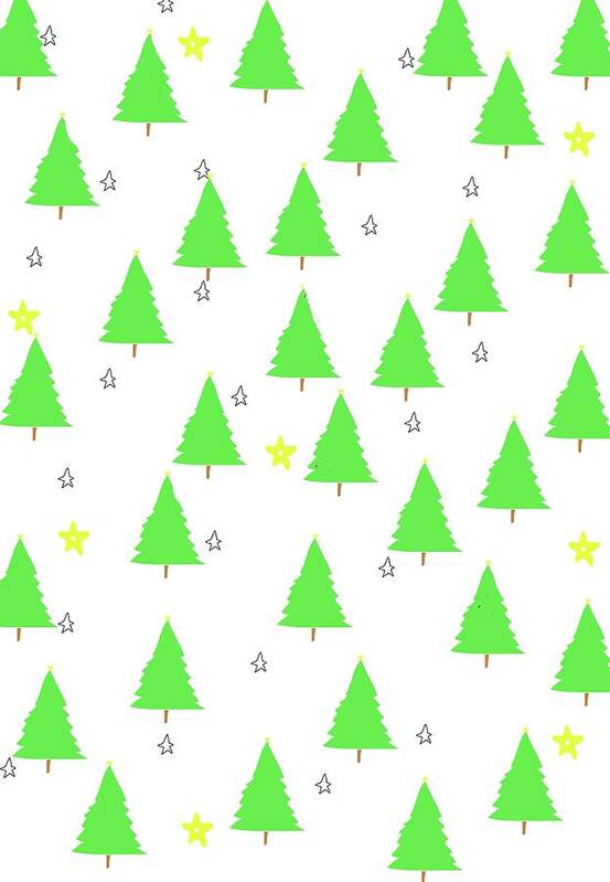 Trees Poster featuring the digital art Fir Trees And Stars by Ashley Rice