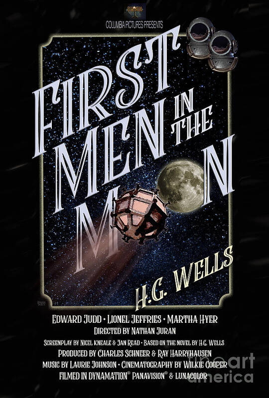 H.g. Wells Poster featuring the digital art First Men In The Moon Movie Poster by Brian Watt