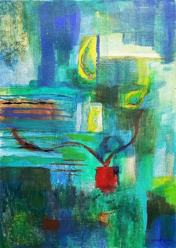 Abstract Poster featuring the painting Fish Eyed by Christine Bolden