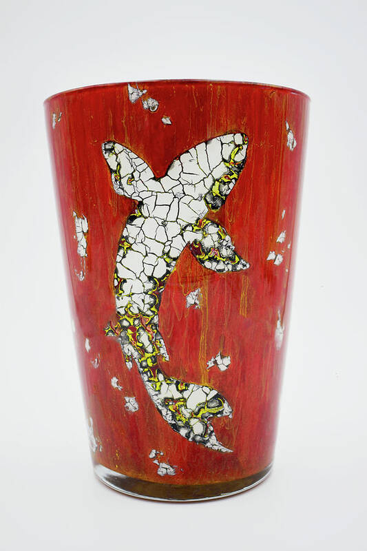 Fish Poster featuring the glass art Fish on Red Vase by Christopher Schranck