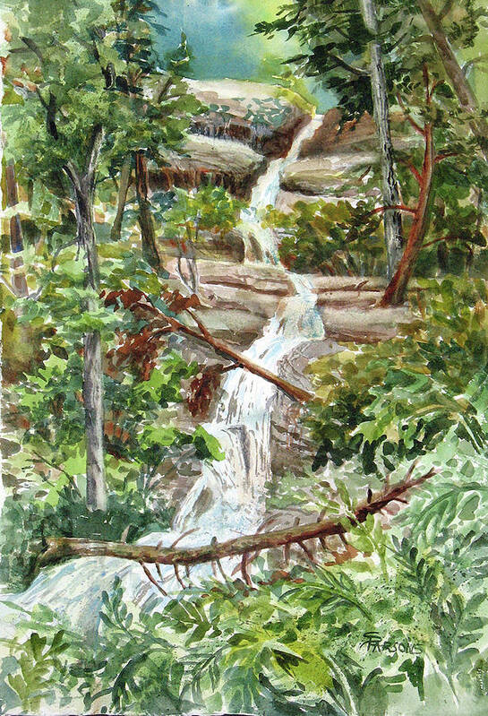 Parsons Poster featuring the painting Forest Waterfall by Sheila Parsons