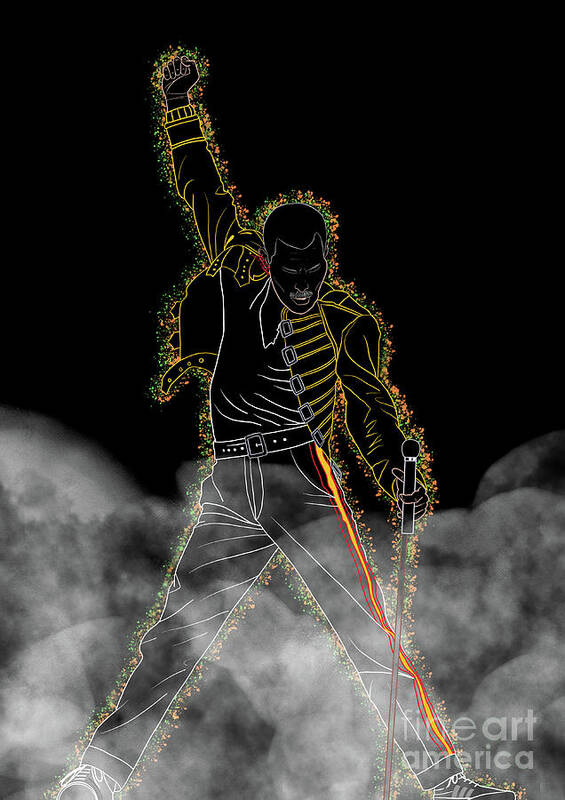 Freddie Mercury Poster featuring the digital art Freddie Mercury Smoke by Marisol VB