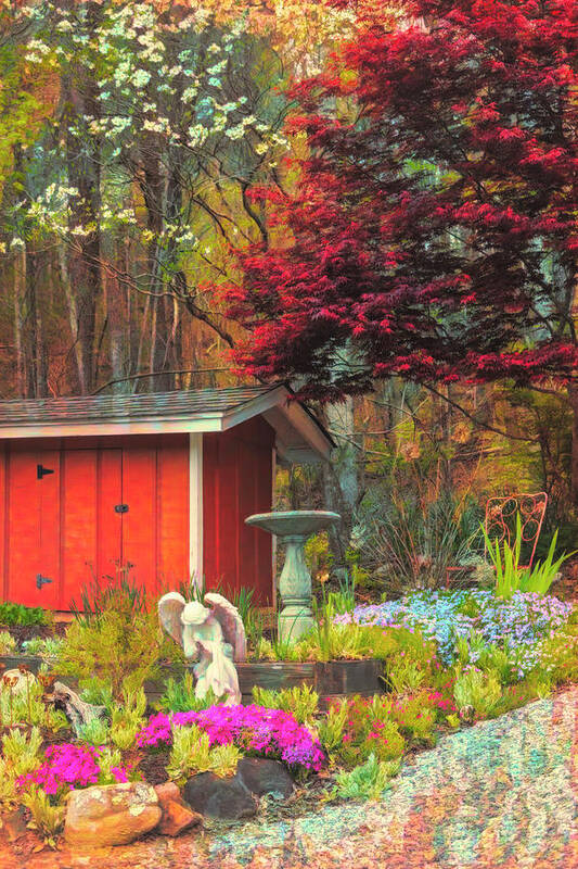 Barns Poster featuring the photograph Garden Angel Painting by Debra and Dave Vanderlaan