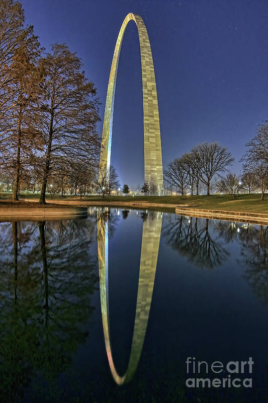 Night Poster featuring the photograph Gateway Arch by Tom Watkins PVminer pixs