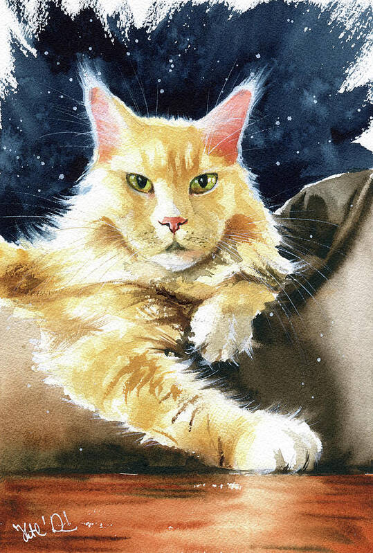 Maine Coon Poster featuring the painting Glen Farclas Maine Coon Painting by Dora Hathazi Mendes