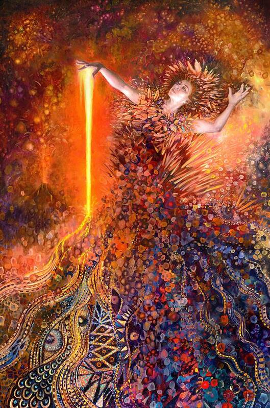 Lava Poster featuring the painting Goddess of Fire by Iris Scott