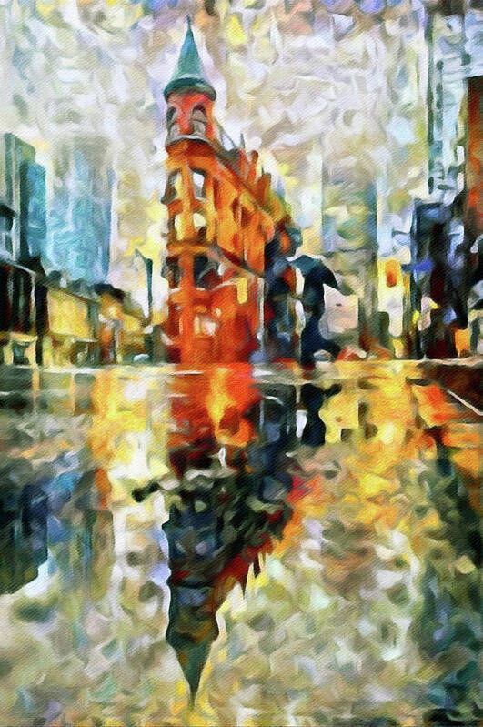 Gooderham Poster featuring the painting Gooderham Flatiron Building in the Rain by Susan Maxwell Schmidt