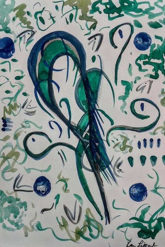 Green Poster featuring the painting Grasshopper Spirit by Karen Lillard