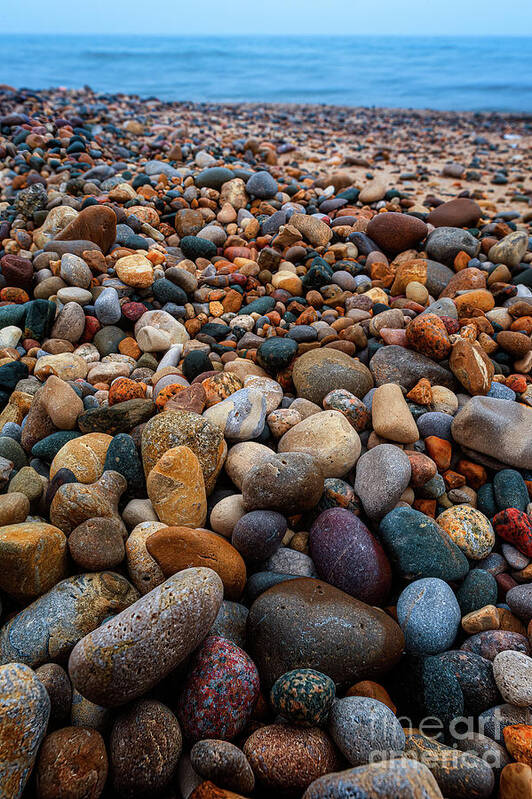 Earth Tones Poster featuring the photograph Great Lakes Beach Rocks RO10519 by Mark Graf