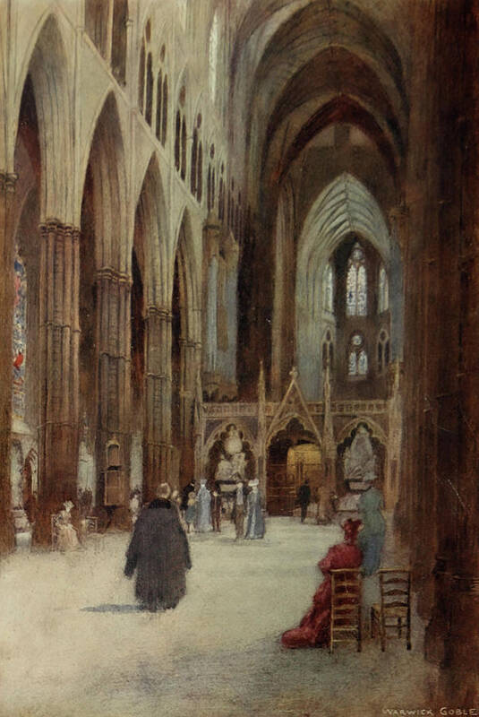 Warwick Goble Poster featuring the drawing Greater Abbeys of England 1908 - Westminster Abbey by Warwick Goble