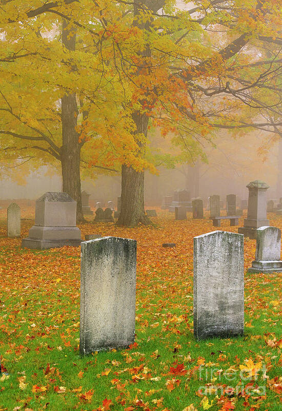 Autumn Poster featuring the photograph Greenlawn Cemetery - Mount Vernon New Hampshire by Erin Paul Donovan