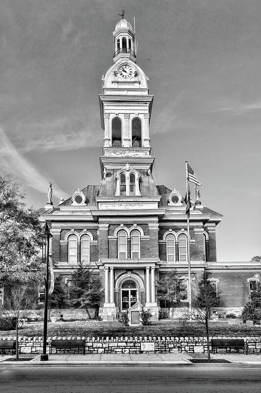 Jessamine County Courthouse Poster featuring the photograph Historic Jessamine County Courthouse Black and White by Sharon Popek