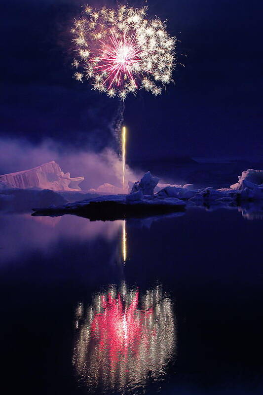 Fireworks Poster featuring the photograph Icelandic dandelion by Christopher Mathews
