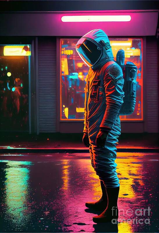 Astronaut Poster featuring the painting In The Street by N Akkash