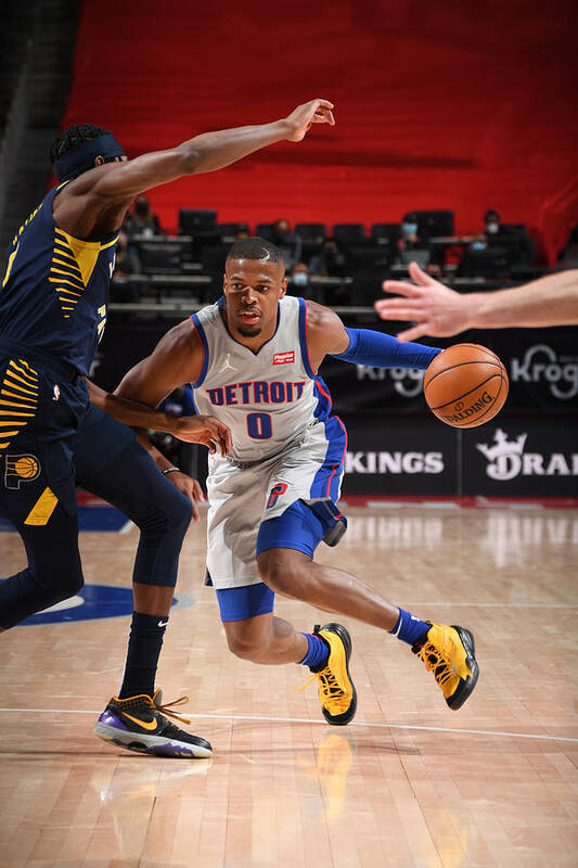 Dennis Smith Jr Poster featuring the photograph Indiana Pacers v Detroit Pistons by Chris Schwegler