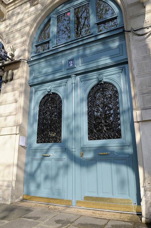 France Poster featuring the photograph Intricate blue door with ironwork, Paris,Ile-de-France, France by Kevin Oke