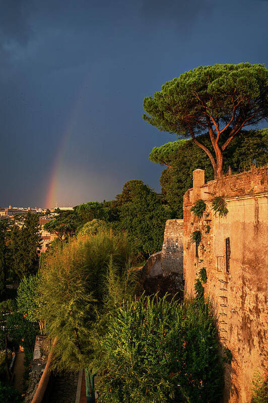  Poster featuring the photograph Italian Vacations - Rome Historic Center - Rainbow by Jenny Rainbow