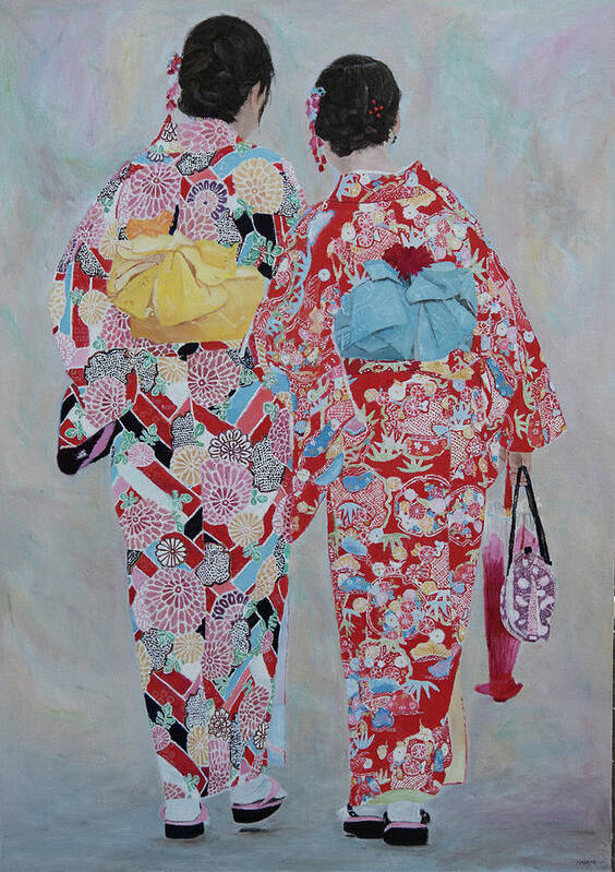Japan Poster featuring the painting Japanese Girlfriends by Masami IIDA