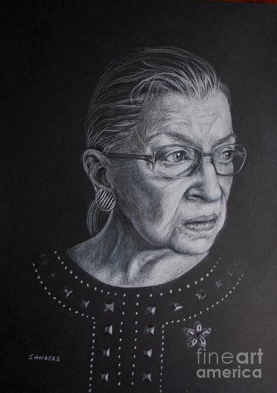 Notorious Poster featuring the drawing Justice Ruth Bader Ginsburg by Pamela Sanders