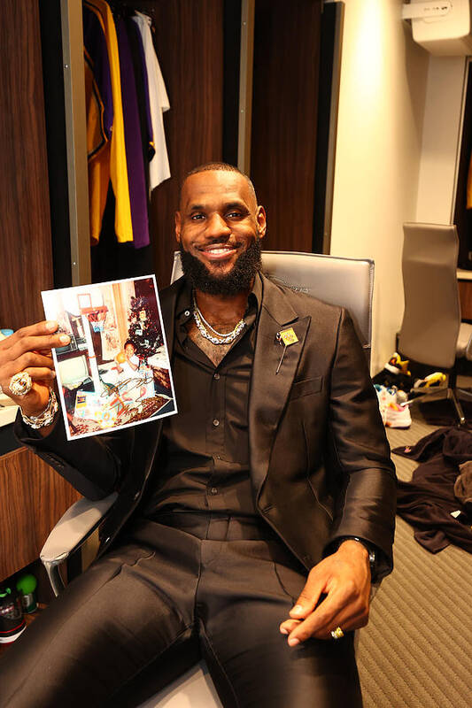 Lebron James Poster featuring the photograph Kareem Abdul-jabbar and Lebron James by Nathaniel S. Butler