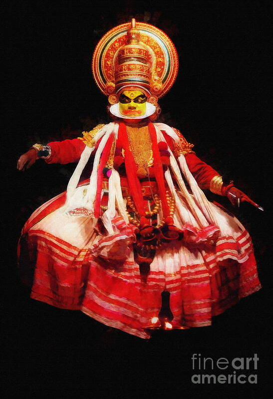 Kathakali Poster featuring the digital art Kathakali Dancer by Jerzy Czyz
