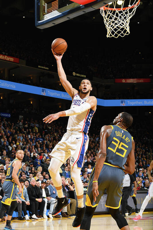 Ben Simmons Poster featuring the photograph Kevin Durant and Ben Simmons by Noah Graham