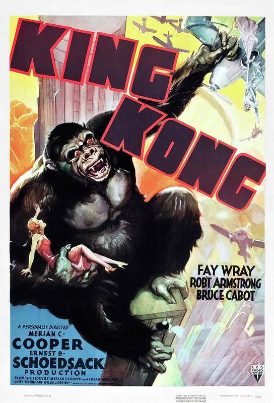 1930s Poster featuring the photograph KING KONG -1933-, directed by MERIAN C. COOPER and ERNEST B. SCHOEDSACK. by Album
