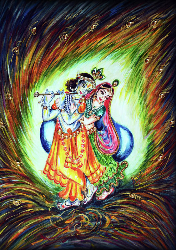Krishna Poster featuring the painting Krishna by Harsh Malik