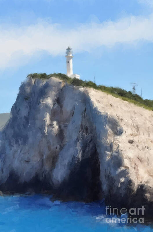  Poster featuring the painting Lighthouse on the Bluff by Gary Arnold