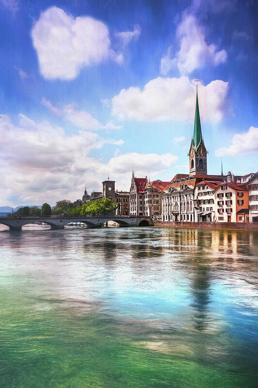 Zurich Poster featuring the photograph Limmat River Zurich Switzerland by Carol Japp