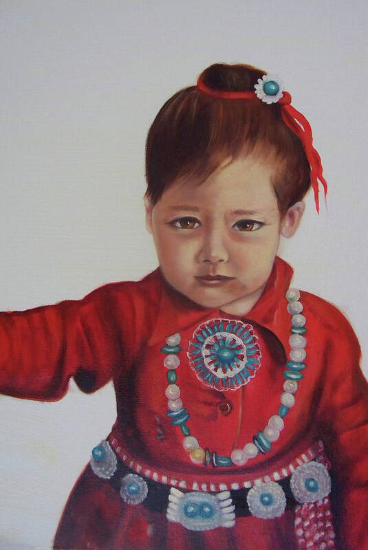 Indians Poster featuring the painting Little Indian Girl by Joni McPherson