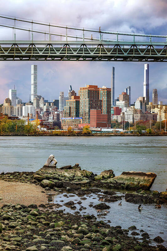 Astoria Park Poster featuring the photograph Low Tide on the East River by Cate Franklyn