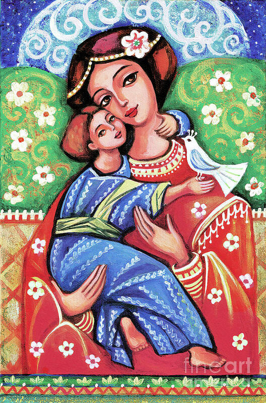 Mother And Child Poster featuring the painting Madonna and Child #1 by Eva Campbell